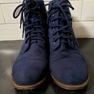 Blue suede boots